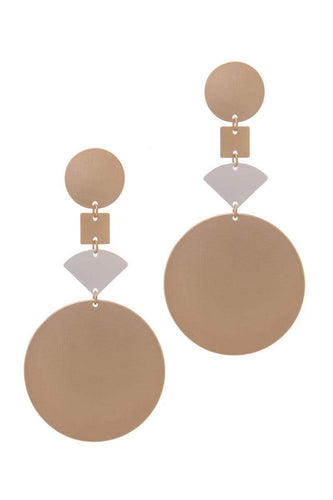 Womens Solid Hoop Brown Long Metal Geometric Earrings
