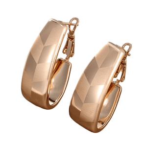 Womens Small Hoop Checkered Bronze Earrings Lightweight