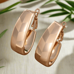 Womens Small Hoop Checkered Bronze Earrings Lightweight