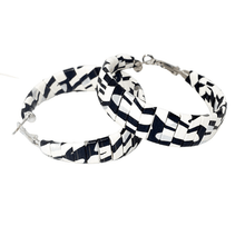 Load image into Gallery viewer, Womens Black White Leather Hoop Earrings