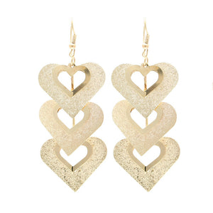 Womens Gold Sparkle Heart Earrings