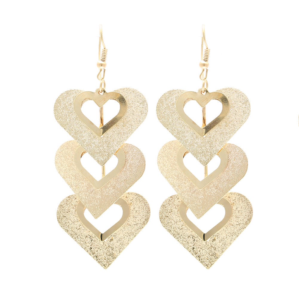 Womens Gold Sparkle Heart Earrings