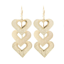 Load image into Gallery viewer, Womens Gold Sparkle Heart Earrings