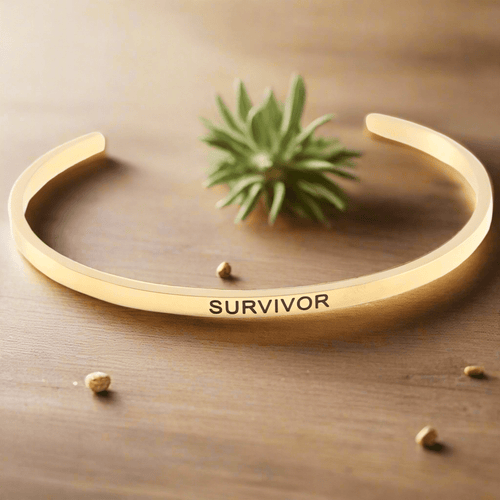 Stainless Steel Gold Survivor Cuff Bangle Bracelet Unisex Adult