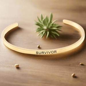 Stainless Steel Gold Survivor Cuff Bangle Bracelet Unisex Adult