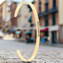 Load image into Gallery viewer, Stainless Steel Gold Survivor Cuff Bangle Bracelet Unisex Adult