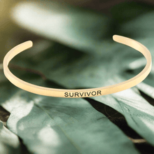 Load image into Gallery viewer, Stainless Steel Gold Survivor Cuff Bangle Bracelet Unisex Adult