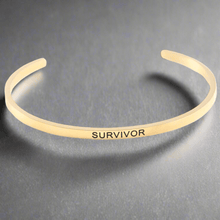Load image into Gallery viewer, Stainless Steel Gold Survivor Cuff Bangle Bracelet Unisex Adult