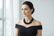 Load image into Gallery viewer, Womens 5 Strand Collar Statement Necklace in Black Gold or Gray