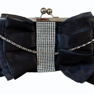Clutch Black Satin Evening Purse Studded Handbag