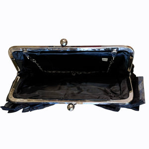 Clutch Black Satin Evening Purse Studded Handbag