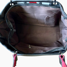 Load image into Gallery viewer, Black Canvas Tote Handbag with Top Zip
