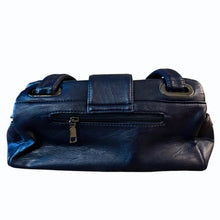 Load image into Gallery viewer, Womens Blue Vegan Leather Tote Handbag with Long Strap