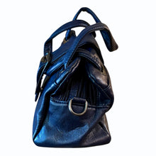 Load image into Gallery viewer, Womens Blue Vegan Leather Tote Handbag with Long Strap