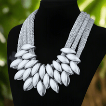 Load image into Gallery viewer, Womens Multi Strand Mesh Silver Tone Pendant Statement Necklace