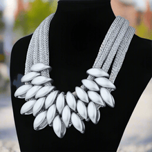 Load image into Gallery viewer, Womens Multi Strand Mesh Silver Tone Pendant Statement Necklace