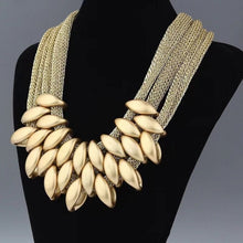 Load image into Gallery viewer, Womens Multi Strand Mesh Gold Tone Pendant Necklace Earring Set