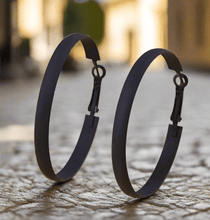 Load image into Gallery viewer, Womens Black Hoop Earrings