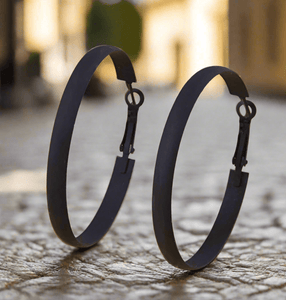 Womens Black Hoop Earrings