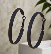 Load image into Gallery viewer, Womens Black Hoop Earrings