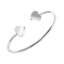 Load image into Gallery viewer, Stainless Steel Silver Double Heart Charm Flexible Bracelet Unisex Adult