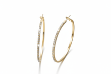 Load image into Gallery viewer, Womens Gold Tone Crystal Encrusted Hoop Earrings