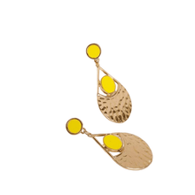 Load image into Gallery viewer, Womens Gold Tone Teardrop Earrings with Yellow Accent