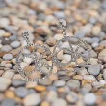 Load image into Gallery viewer, Womens Silver Letter Crystal OK Dangle Drop Earrings