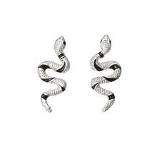 Load image into Gallery viewer, Curved Snake Stud Earrings Unisex Adult in Gold or Silver Tone