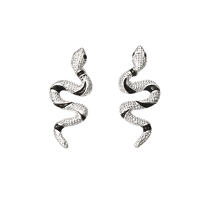 Curved Snake Stud Earrings Unisex Adult in Gold or Silver Tone