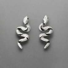 Load image into Gallery viewer, Curved Snake Stud Earrings Unisex Adult in Gold or Silver Tone