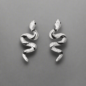 Curved Snake Stud Earrings Unisex Adult in Gold or Silver Tone