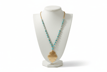 Load image into Gallery viewer, Womens Long Turquoise Beaded 32" Necklace with Moroccan Shape Pendant