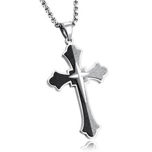Load image into Gallery viewer, Mens Stainless Steel Pendant Black Necklace