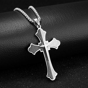 Mens Stainless Steel Pendant Black Necklace
