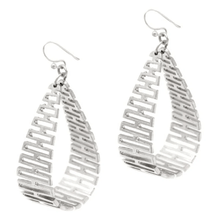 Load image into Gallery viewer, Silver Teardrop Hoop‎ Earrings Geometric