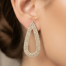 Load image into Gallery viewer, Womens Teardrop Gold Crystal‎ Sparkling Post Earrings