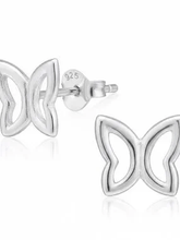 Load image into Gallery viewer, Womens Sterling Silver .925 Butterfly Stud‎ Earrings