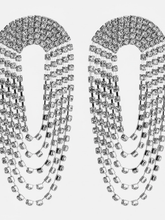 Load image into Gallery viewer, Womens Silver Crystal Studded Chandelier‎ Earrings