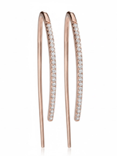 Load image into Gallery viewer, Womens Sterling Silver Curved Thread‎ Rose Gold Earrings