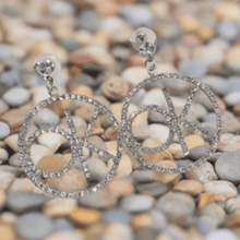Load image into Gallery viewer, Womens Silver Letter Crystal OK Dangle Drop Hoop‎ Earrings