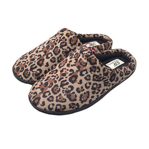 Dearfoams Slippers Womens Size 5/6 Small Brown Black Animal Print Slip On Shoes