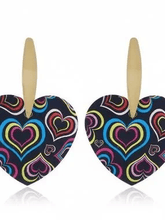 Load image into Gallery viewer, Womens Multi Colored Heart Earrings with Gold Post Stem