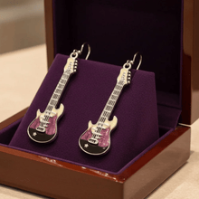 Load image into Gallery viewer, Womens‎ Silver Electric Guitar Fashion Earrings