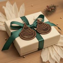 Load image into Gallery viewer, Womens Brown‎ Teardrop Wood Dangle Large Lightweight Earrings
