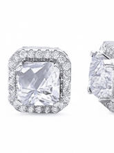 Load image into Gallery viewer, Womens Sterling Silver .925 Princess‎ Cut Cubic Zirconia Earring