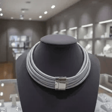Load image into Gallery viewer, Womens 5 Strand Silver‎ Collar Statement Necklace