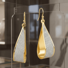 Load image into Gallery viewer, Womens Gold Silver Glitter‎ Sparkle Teardrop Earrings