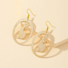 Load image into Gallery viewer, Womens Gold Tone‎ Sparkle Kitten Hoop Earrings