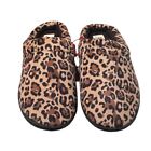 Dearfoams Slippers Womens Size 5/6 Small Brown Black Animal Print Slip On Shoes